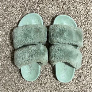 Charlotte Russe Mint Green Fuzzy Slippers